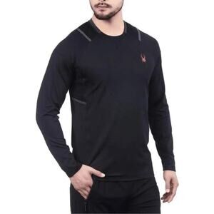 Spyder Active Men's Active Raglan Long Sleeve Shirt Sz M Black Stretch Baselayer